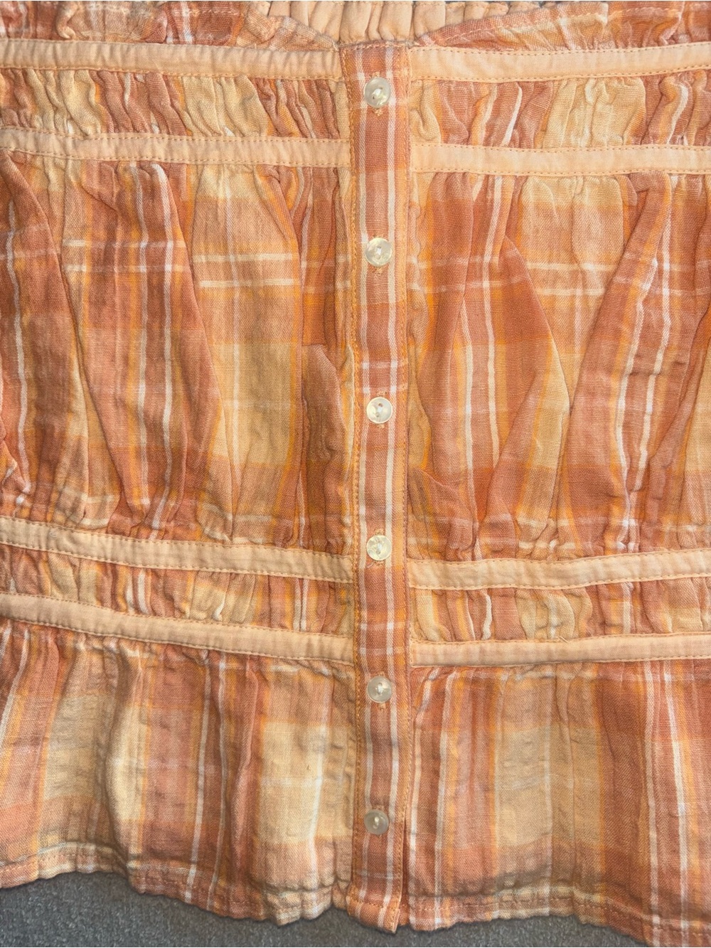 American Eagle Creamsicle Plaid Bandeau Top XL | Smocked Tube Top Cottagecore - Picture 2 of 4